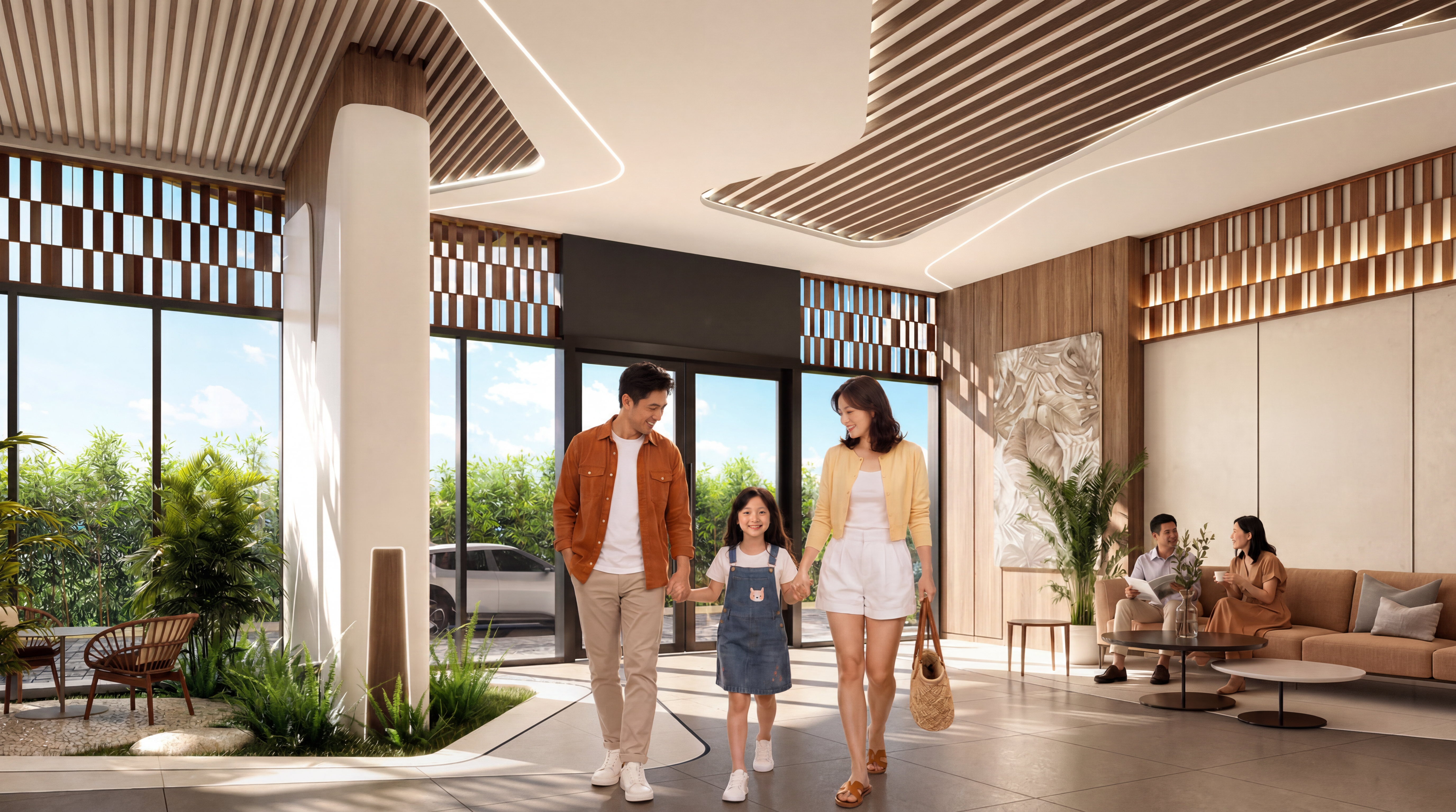 Gia đình trẻ trải nghiệm không gian sống tại căn hộ SkySOLIS