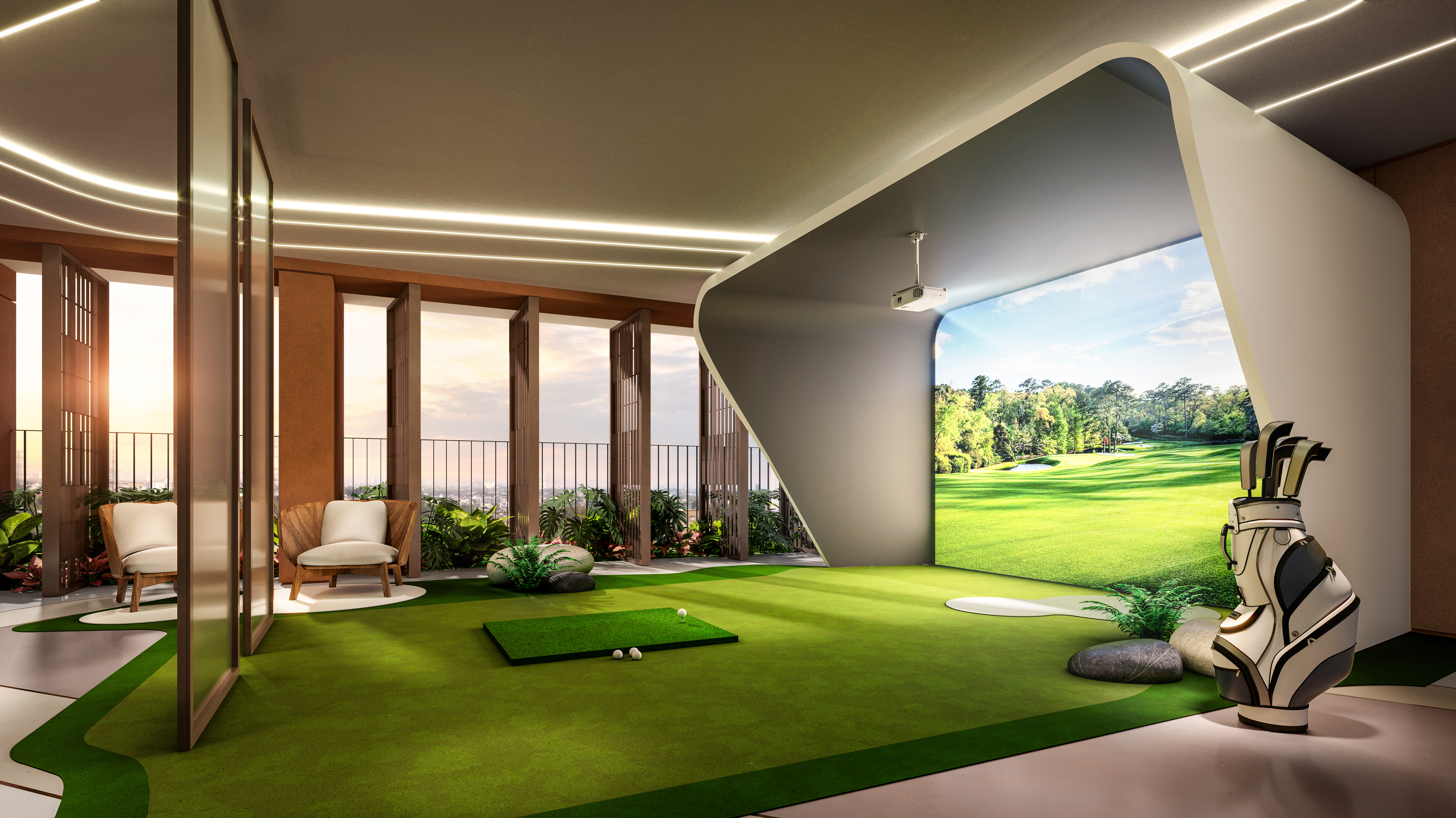 Phòng Golf 3D trong hệ tiện ích cao cấp của SkySOLIS