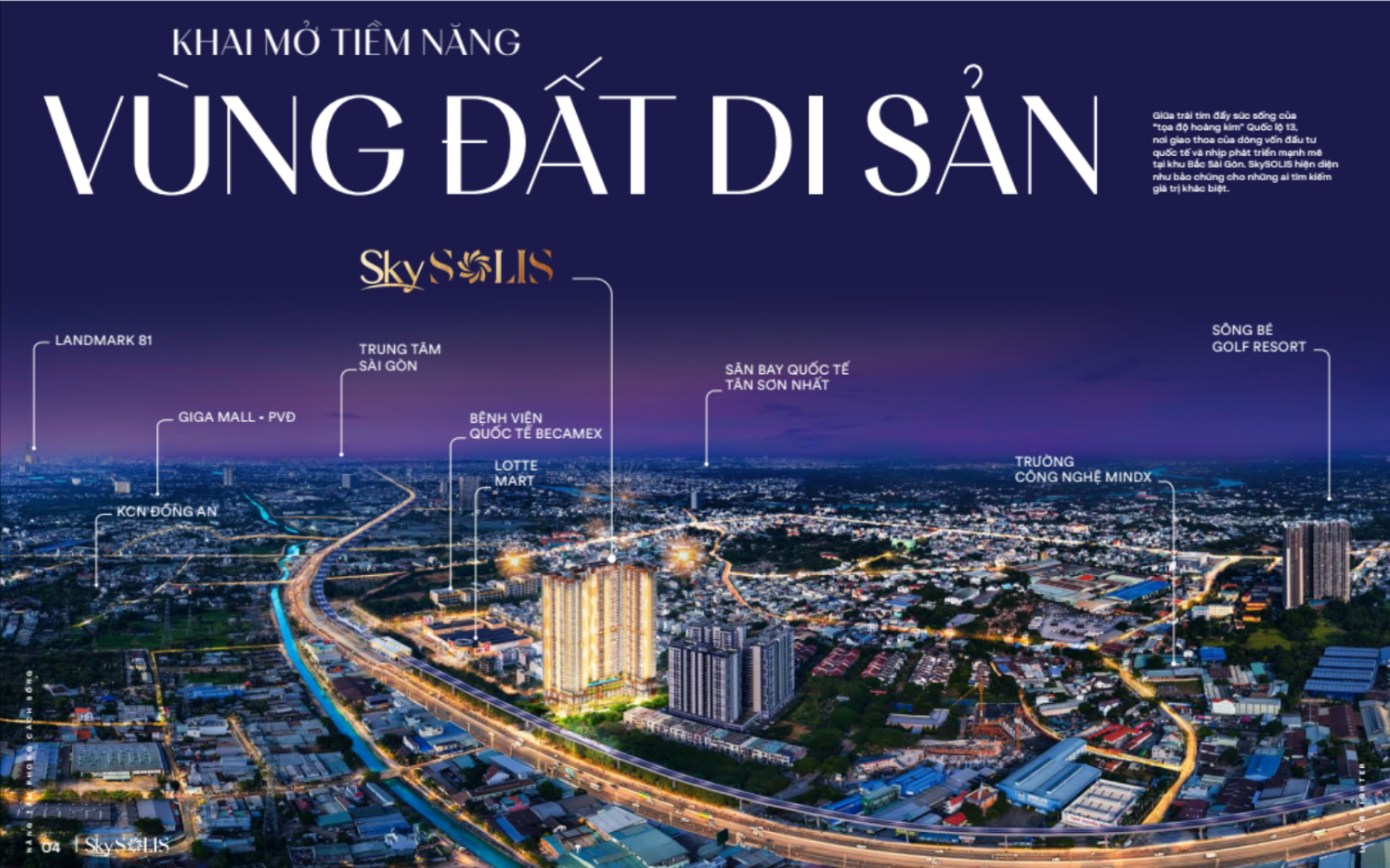 Toàn cảnh vị trí SkySOLIS và các điểm kết nối nổi bật quanh căn hộ Thuận An Bình Dương